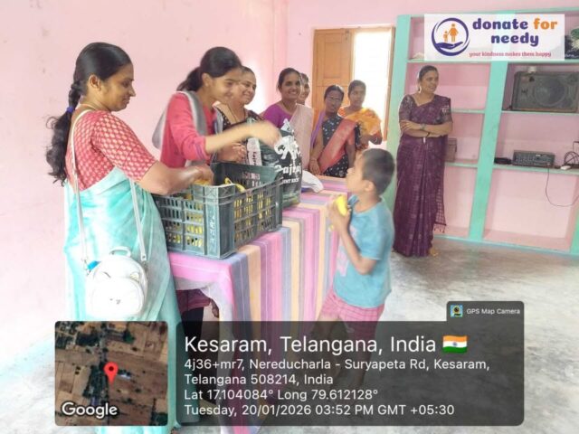 On January 21st, Sharanya Development Foundation donated fruits and goodies to 70 children at an orphanage in Kesara, Suryapet.

#charity #donation #support 

𝗦𝗵𝗮𝗿𝗮𝗻𝘆𝗮 𝗗𝗲𝘃𝗲𝗹𝗼𝗽𝗺𝗲𝗻𝘁 𝗙𝗼𝘂𝗻𝗱𝗮𝘁𝗶𝗼𝗻
https://social.donateforneedy.org/donate