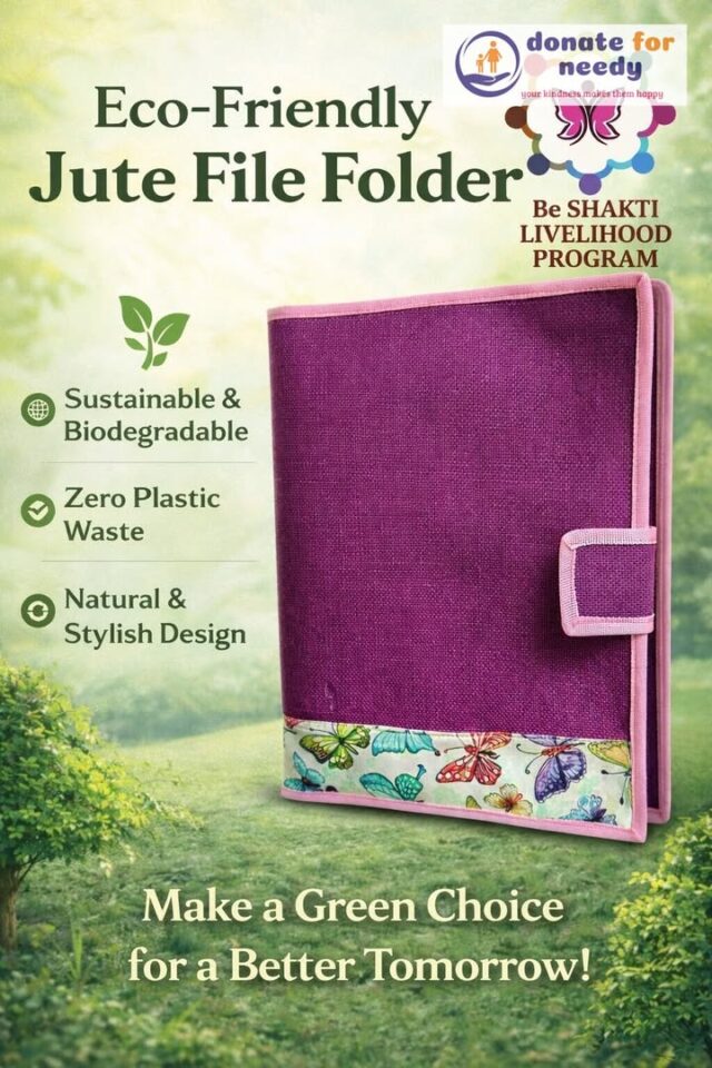 Eco-Friendly Jute File Folder - Handcrafted under the Be Shakti Livelihood Program, supporting 𝘄𝗼𝗺𝗲𝗻 𝗲𝗺𝗽𝗼𝘄𝗲𝗿𝗺𝗲𝗻𝘁.

Perfect for storing Documents, Files, Letters & Notes.
✔ Made from natural jute
✔ Durable & reusable
✔ A4 size compatible
✔ Plastic-free & biodegradable

DM TO ORDER AND SUPPORT OUR CAUSE

 #womanempowerment #environment

#charity #donation #support 

𝗦𝗵𝗮𝗿𝗮𝗻𝘆𝗮 𝗗𝗲𝘃𝗲𝗹𝗼𝗽𝗺𝗲𝗻𝘁 𝗙𝗼𝘂𝗻𝗱𝗮𝘁𝗶𝗼𝗻
https://social.donateforneedy.org/donate